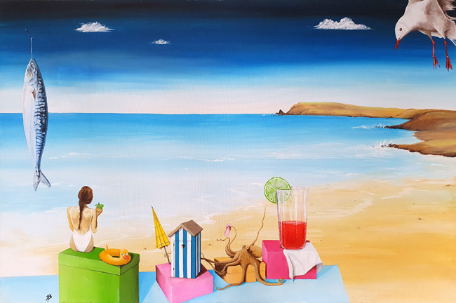 la plage, tableau à l'huile, jean-françois rousselot, artiste peintre toulouse