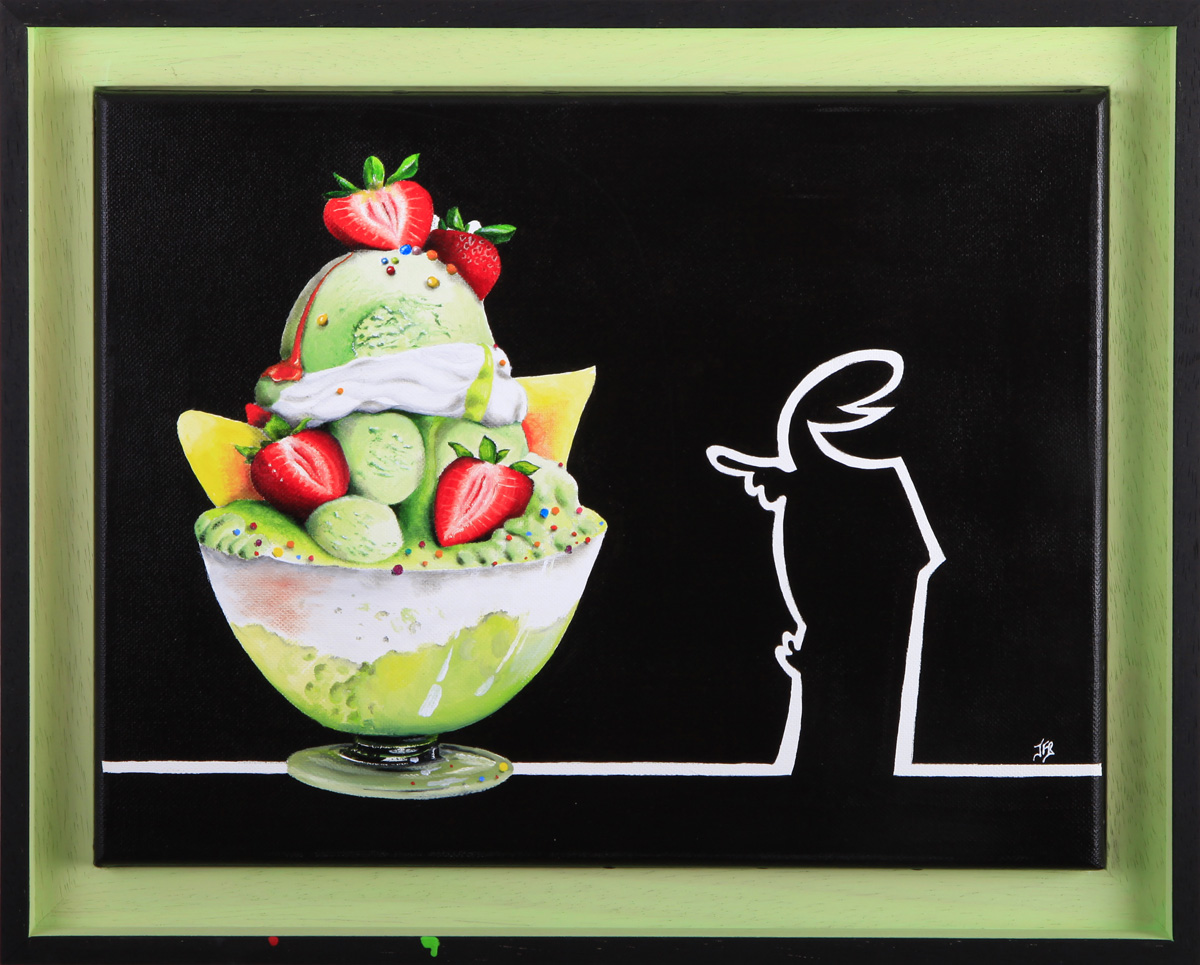 lalinea-pistache-fraise La linea, pistache fraise 2025 - 27/35cm Disponible en galerie