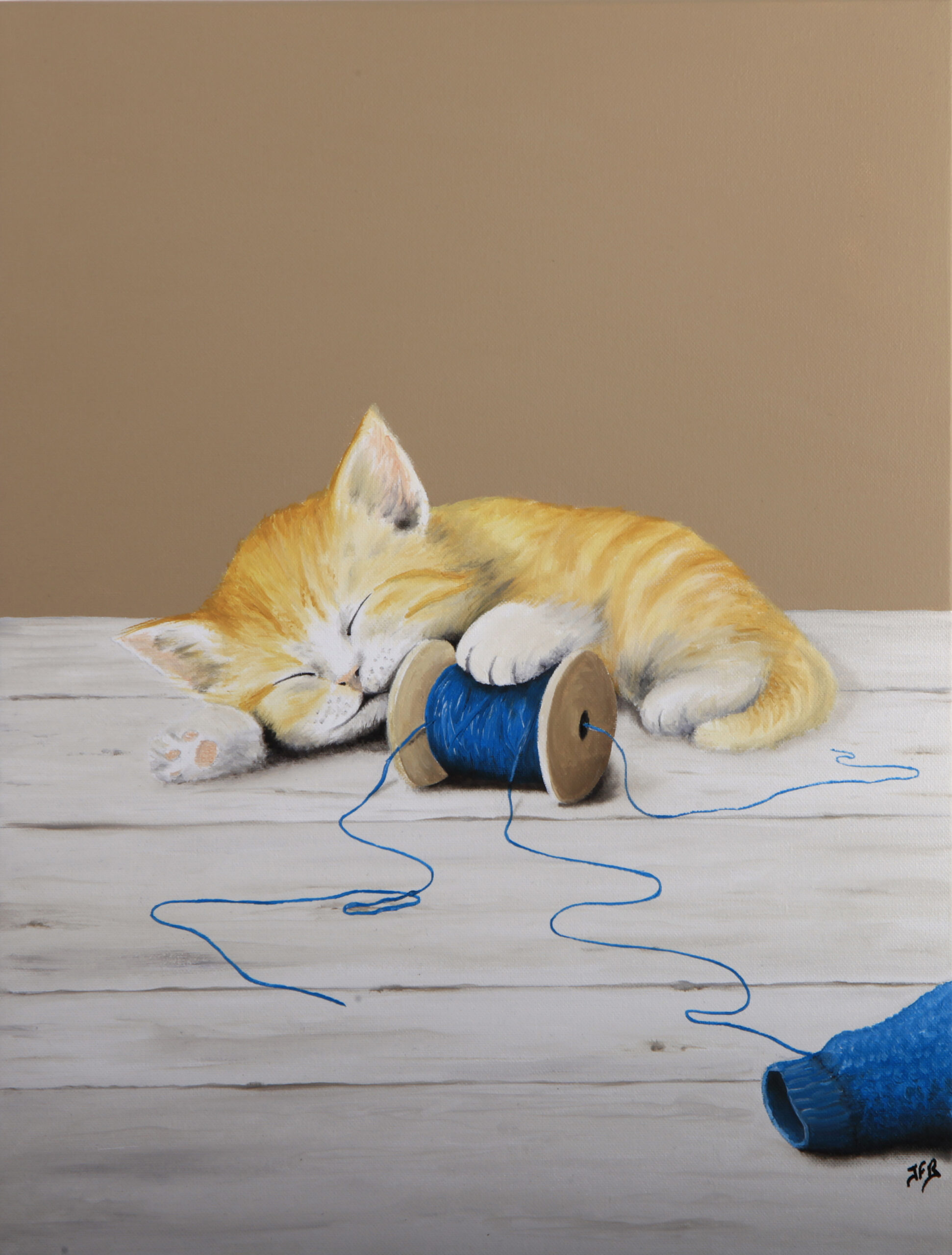 chaton faire les gros yeux, huile sur toile, jean-françois Rousselot