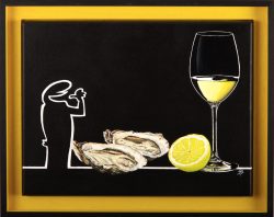 la linea : un apéro à l'océan. Huile sur toile, Jean-François Rousselot