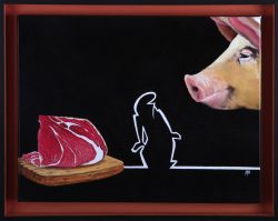 la linea : le cochon. Huile sur toile, Jean-François Rousselot