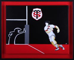 la linea : stade toulousain . Huile sur toile, Jean-François Rousselot