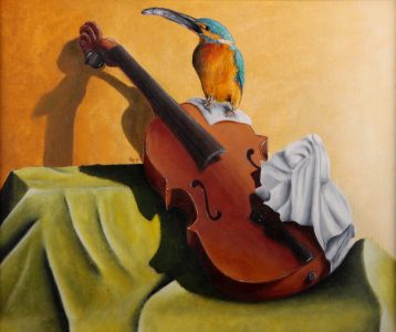 acrylique sur toile, Jean-François Rousselot, la quiétude du pêcheur