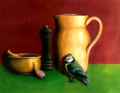 acrylique sur papier, Jean-François Rousselot, la mésange