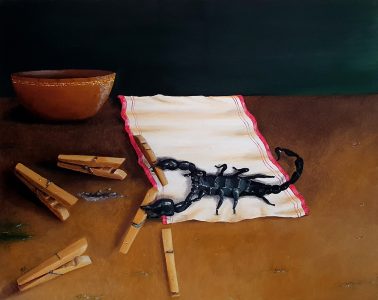 huile sur toile, Jean-François Rousselot, combat de pinces