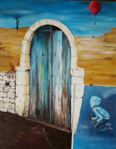 huile sur toile, Jean-François Rousselot, la porte des ténèbres